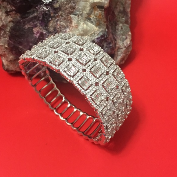 Luxury Solid Silver 925 Bracelet With CZ, 6.5” - Picture 2 of 5